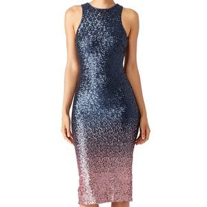 Dress The Population Shawn Sheath Navy and Pink Sequin Dress